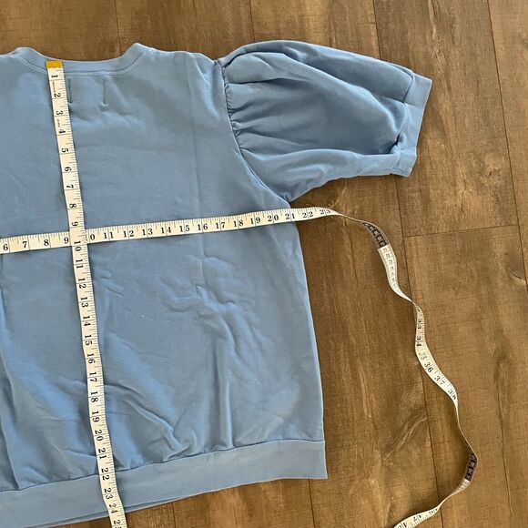 NWT Electric & Rose Women's Puff Sleeve Sweatshirt Size L Blue Cottagecore Boho - Picture 11 of 11